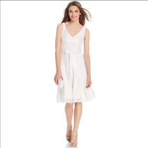Tahari ASL White & Ivory Lace Dress NWT